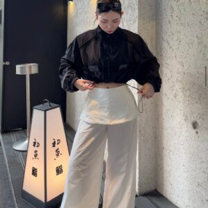 SKIRT LAYERED WIDE-LEG PANTS