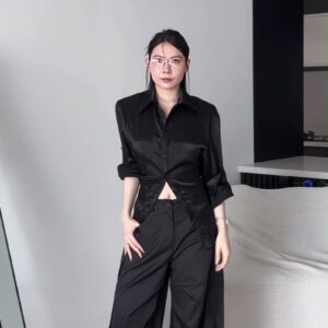 BLACK BACK-TIE SHIRT