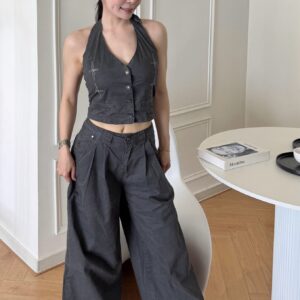 GREY HALTER TOP & PANTS SET